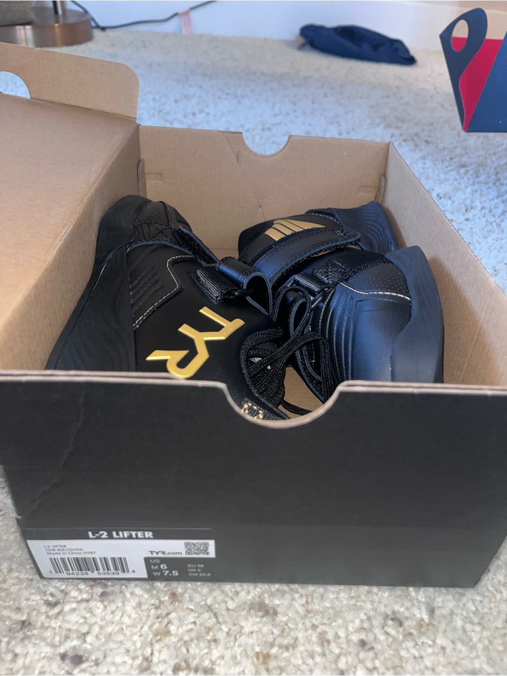 TYR Black and Gold L-2 Lifter Weightlifting Shoes